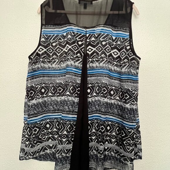 Sara Michelle Sleeveless, Semi-Sheer, Buttondown Top, Plus Size 2X - Picture 4 of 8